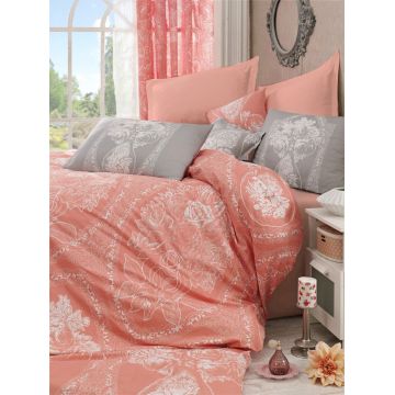 Lenjerie de pat pentru o persoana, Madam Lili - Orange, Pearl Home, Bumbac Ranforce