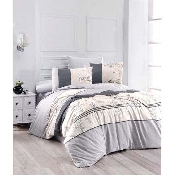 Lenjerie de pat pentru o persoana, Pine - Grey, Life Style, Bumbac Ranforce Lenjerie de pat pentru o persoana, Pine - Grey, Life Style, Bumbac Ranforce