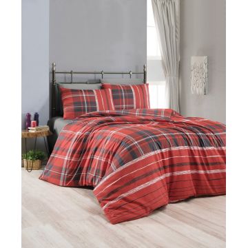 Lenjerie de pat pentru o persoana, Plaid, Life Style, Bumbac Ranforce