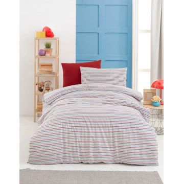 Lenjerie de pat pentru o persoana, L'essentiel Maison, Stripe, Alb / Albastru închis / Roșu Lenjerie de pat pentru o persoana, L'essentiel Maison, Stripe, Alb / Albastru închis / Roșu
