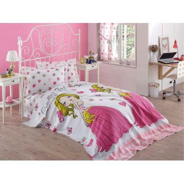 Set cuvertura pique Single, L'essentiel Maison, Beatiful Girl, Bumbac, White / Pink / Yellow / Fuchsia / Green Set cuvertura pique Single, L'essentiel Maison, Beatiful Girl, Bumbac, White / Pink / Yellow / Fuchsia / Green