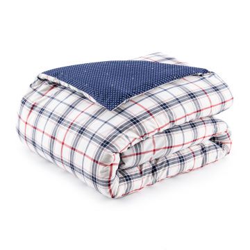 Cearceaf pentru pilota Tommy Hilfiger Navy Checks 200x200cm Natural