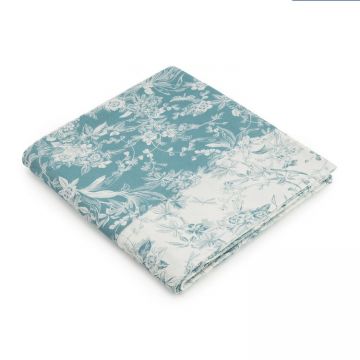 Cearceaf superior Jardin Secret Roseliere 270x300cm turcoaz Veronese