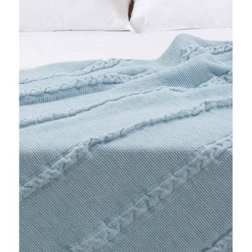 Cuvertură albastră 200x220 cm Trenza – Oyo Concept