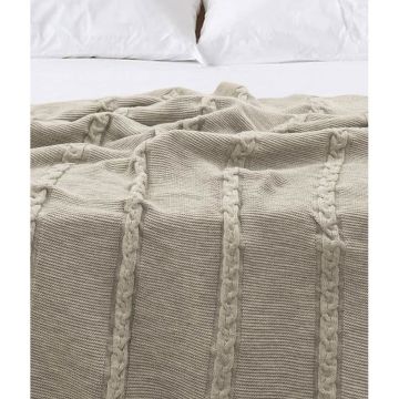 Cuvertură bej din bumbac pentru pat de o persoană 150x200 cm Trenza – Oyo Concept