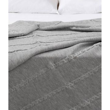 Cuvertură gri din bumbac pentru pat de o persoană 150x200 cm Trenza – Oyo Concept