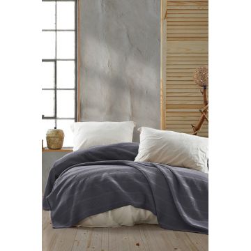 Cuvertura matlasata dubla, Leona - Anthracite, Viaden, Bumbac