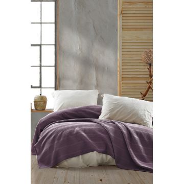 Cuvertura matlasata dubla, Leona - Purple, Viaden, Bumbac