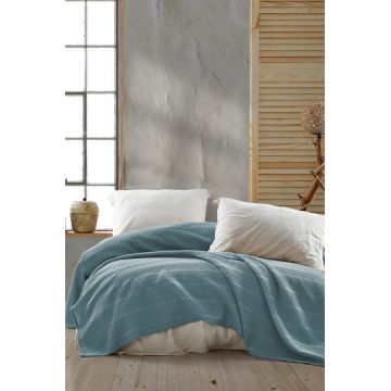 Cuvertura matlasata dubla, Leona - Turquoise, Viaden, Bumbac
