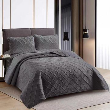CUVERTURĂ PAT UNI + 2 FEȚE DE PERNĂ – NEGRU