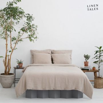 Lenjerie de pat crem din fibre de cânepă pentru pat de o persoană 135x200 cm – Linen Tales