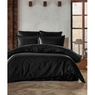 Lenjerie de pat dubla, Harley - Black, Şaheser, Bumbac Satinat