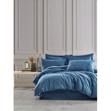 Lenjerie de pat dubla, Jacob - Blue, Şaheser, Bumbac