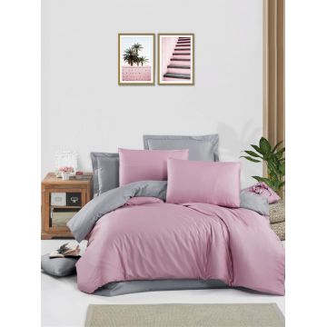 Lenjerie de pat dubla, L'essentiel Maison, Rose, Roz / Gri