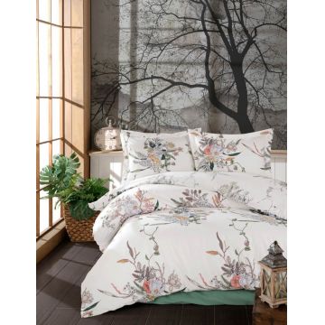 Lenjerie de pat dubla, L'essentiel Maison, Salom, Alb / Maro / Roz / Verde