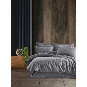 Lenjerie de pat dubla, Lily - Grey, Şaheser, Bumbac