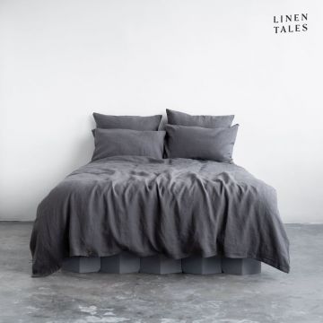 Lenjerie de pat gri închis din in pentru pat de o persoană/extinsă 165x220 cm – Linen Tales