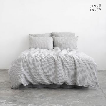 Lenjerie de pat neagră-albă din in pentru pat de o persoană/extinsă 165x220 cm – Linen Tales