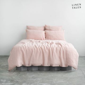 Lenjerie de pat roz-deschis din in pentru pat de o persoană 135x200 cm – Linen Tales