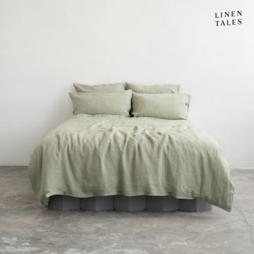 Lenjerie de pat verde-deschis din in pentru pat dublu/extinsă 200x220 cm – Linen Tales