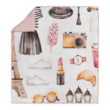 Pătură pentru copii albă/roz 80x100 cm – OYO kids