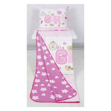 Set pătură și față de pernă pentru copii roz 85x125 cm – OYO kids