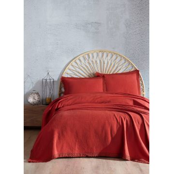 Set cuvertura pique dubla, L'essentiel Maison, Bolivia, Caramiziu Set cuvertura pique dubla, L'essentiel Maison, Bolivia, Caramiziu