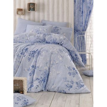 Set Lenjerie de pat double, Albastru, 220x200 cm