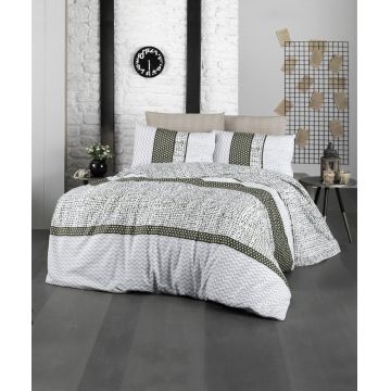 Set Lenjerie de pat double, Verde, 220x200 cm
