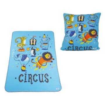 Set pătură și față de pernă pentru copii albastră 85x125 cm – OYO kids