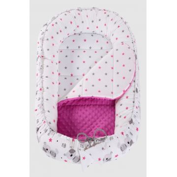 Babynest 2 in 1 Nichiduta din bumbac Minky Teddy Pink