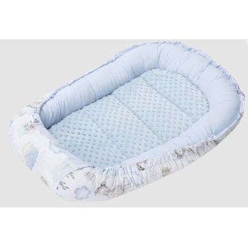 Babynest pentru dormit cu doua fete Nichiduta Minky Blue Hedgehog