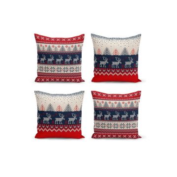 Fețe de pernă 4 buc. din material textil 43x43 cm cu model de Crăciun – Mila Home