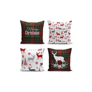 Fețe de pernă 4 buc. din material textil 43x43 cm cu model de Crăciun – Mila Home