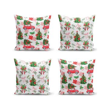 Fețe de pernă 4 buc. din material textil 43x43 cm cu model de Crăciun – Mila Home