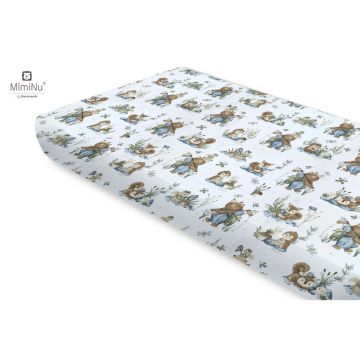 Miminu - Cearceaf cu elastic, Din bumbac certificat Oeko Tex Standard 100, Pentru pat 160x80 cm, Design, Let's Go Blue