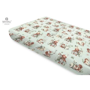 Miminu - Cearceaf cu elastic, Din bumbac certificat Oeko Tex Standard 100, Pentru pat 160x80 cm, Design, Let's Go Natural