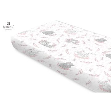 Miminu - Cearceaf cu elastic, Din bumbac certificat Oeko Tex Standard 100, Pentru pat 160x80 cm, Lulu Rose