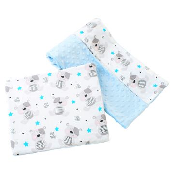 Set paturica 75x100 cm si perna 35x30 cm Nichiduta Minky Teddy Blue