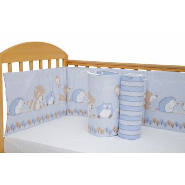 Set protectii patut Odette Blue din bumbac 63x127 cm
