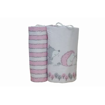 Set protectii patut Odette Pink din bumbac 63x127 cm