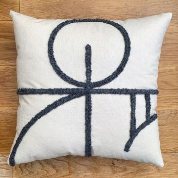 Husa de perna, Gerra Organic Woven Punch Pillow Cover, 43x43 cm, Bumbac, Gri