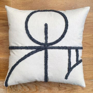 Perna, Gerra Organic Woven Punch Pillow With İnsert, 43x43 cm, Bumbac, Gri