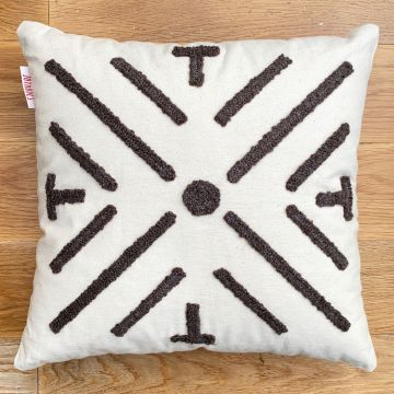Perna, Nabu Organic Woven Punch Pillow With İnsert, 43x43 cm, Bumbac, Maro