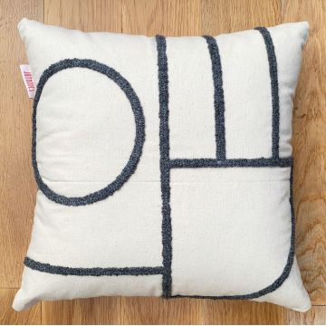 Perna, Nanna Organic Woven Punch Pillow With İnsert, 43x43 cm, Bumbac, Gri