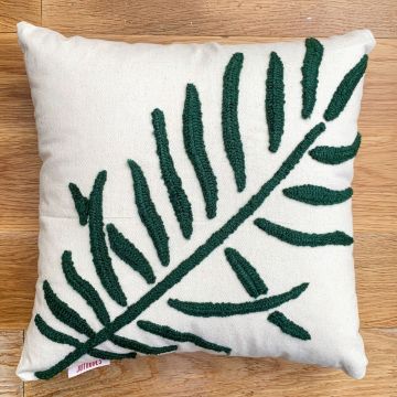 Perna, Pinales Organic Woven Punch Pillow With İnsert, 43x43 cm, Bumbac, Verde