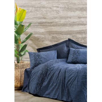 Lenjerie de pat pentru o persoana (DE), Sooty - Denim Blue, Cotton Box, Bumbac Ranforce