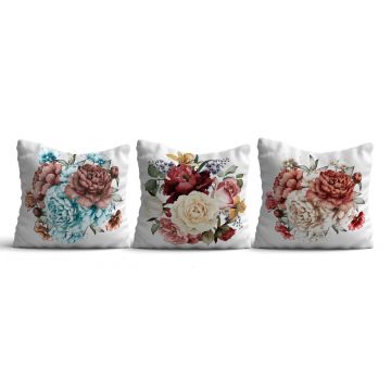 Set 3 perne decorative, HMI-KIR-114, 50% bumbac / 50% poliester, Multicolor