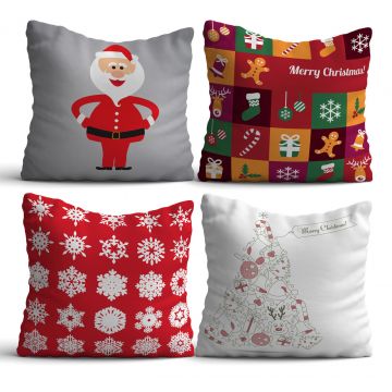 Set 4 perne decorative, NYXMAS01, 50% bumbac / 50% poliester, Multicolor