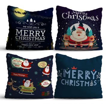 Set 4 perne decorative, NYXMAS02, 50% bumbac / 50% poliester, Multicolor